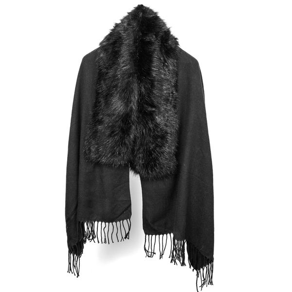 Scarf Fur Cape Black