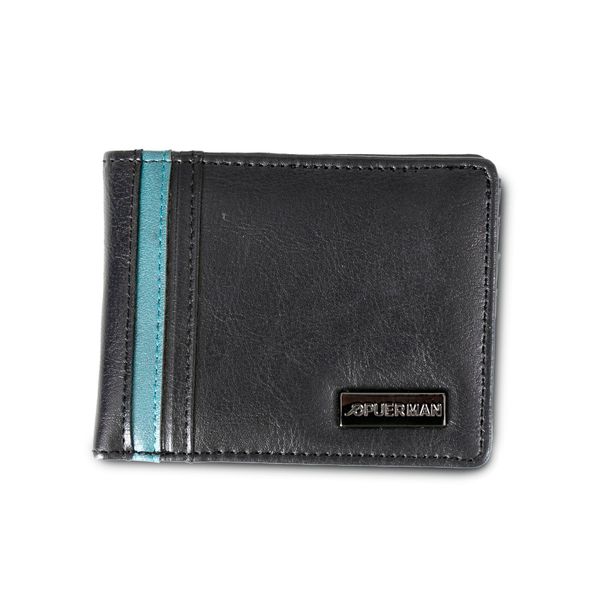 Mens Wallet Tristan PU Without Coin Pocket Black Teal