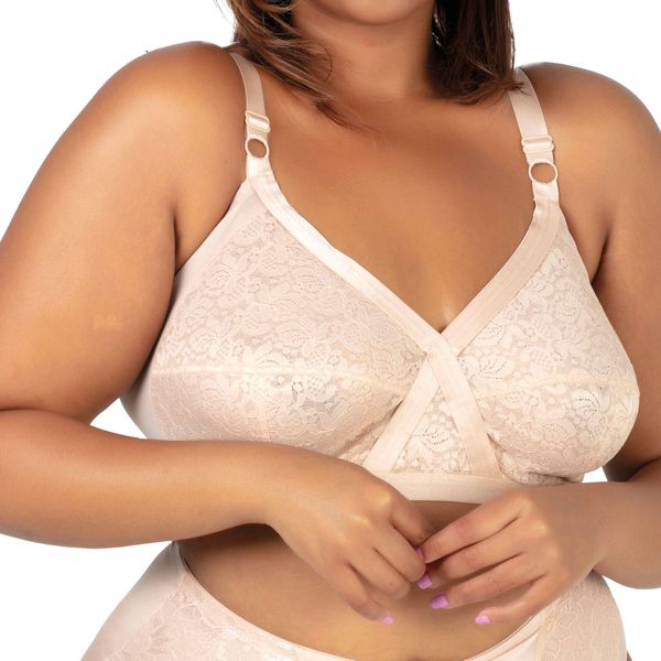 Bra Crossover Lace Champagne Beige 38C