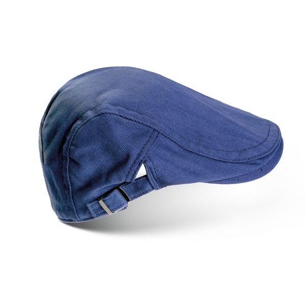 Hat Mens Buckle Trim Flat Cap Blue