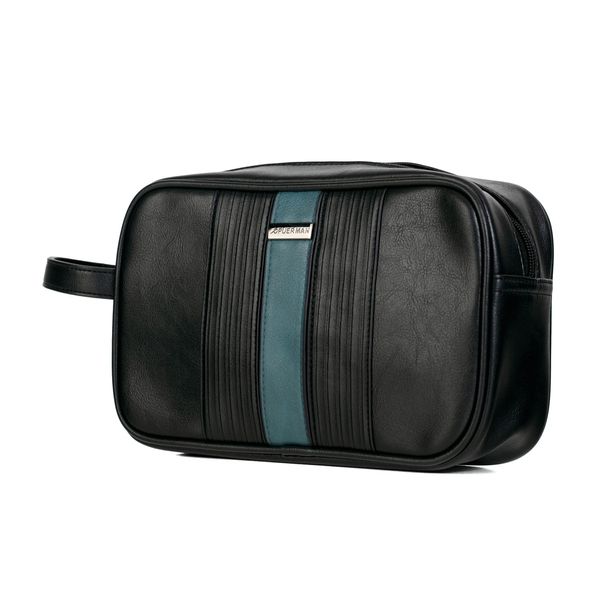 Mens Toiletry Bag Tristan PU Black Teal