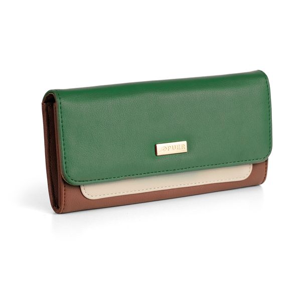 Purse Courtney Colourblock Clutch Green/ Beige/ Tan