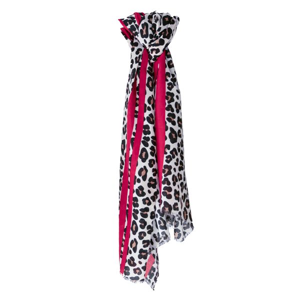 Scarf Leopard Print With Red Trim