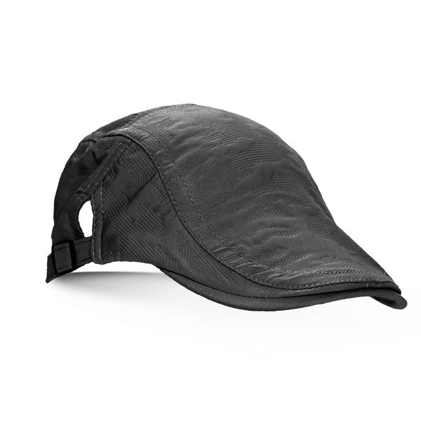 Hat Mens Textured Flat Cap Black
