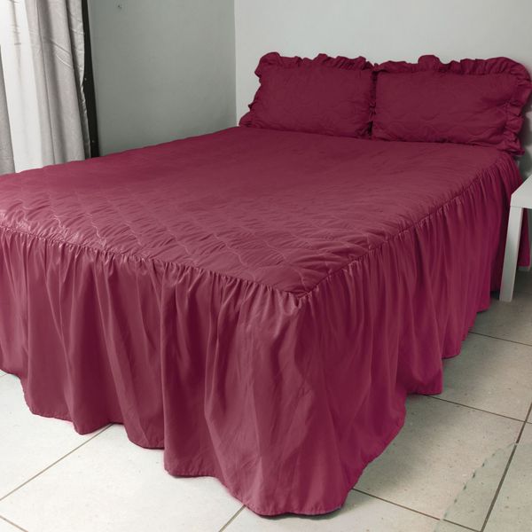 Bedspread Maroon Double Set