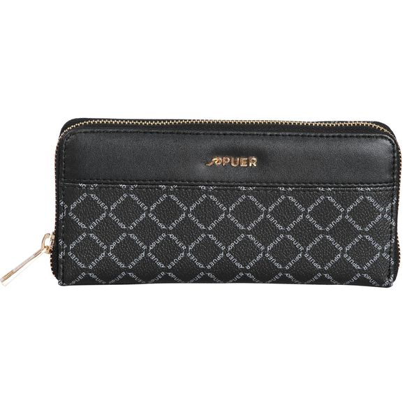 Purse Puer Logo Zip Around Black