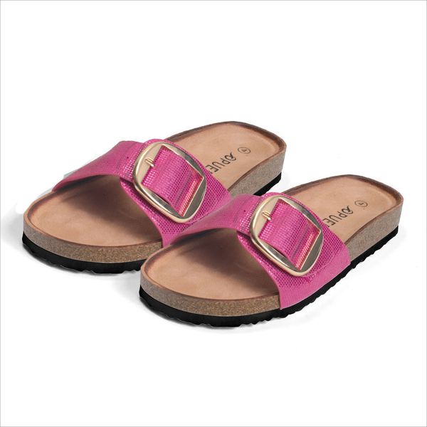 Shoes Luna Buckle Detail Flat Comfort Slides Pink Size 4