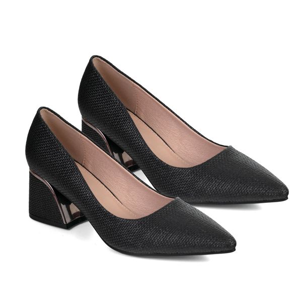 Shoes Serena Low Block Metal Trim Heel Black Size 7