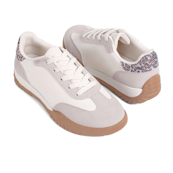 Ladies Footwear Georgia Sneaker With Gum Outsole White Leopard Size 5