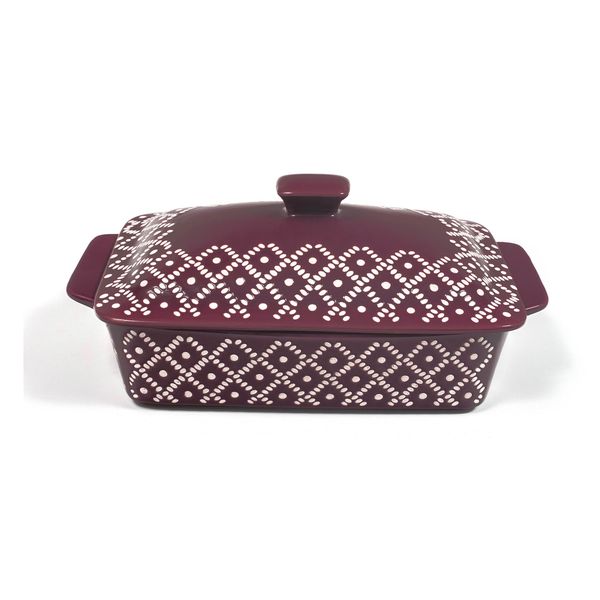 Cranberry Embossed 1lt Casserole Bowl with Lid