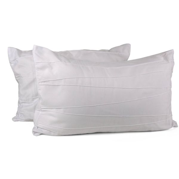 Ribbed White Pintuck Pillowcases 2pc