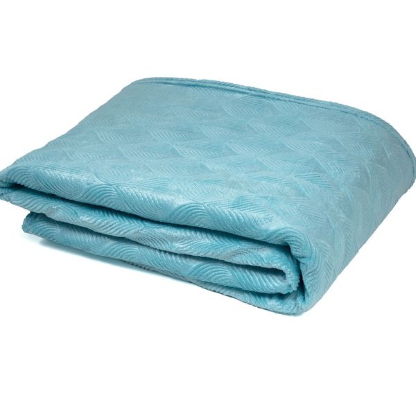Embossed Feather Blanket Sky Blue