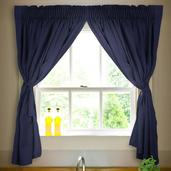 Cafe Short Curtain Navy