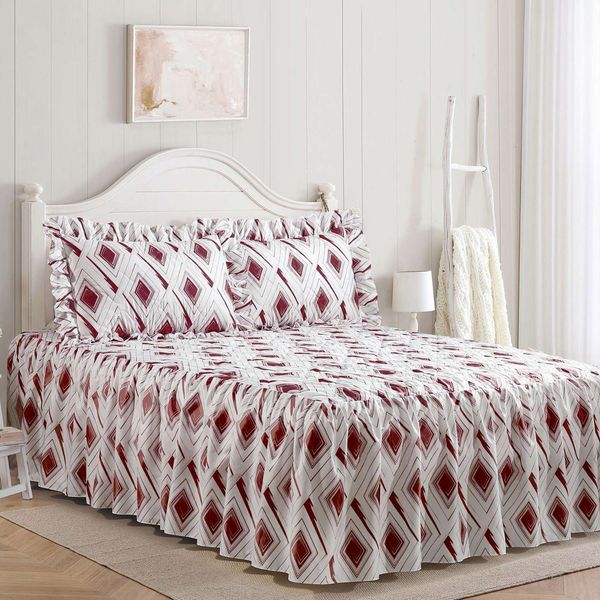 Vera Maroon Double Bedspread Set