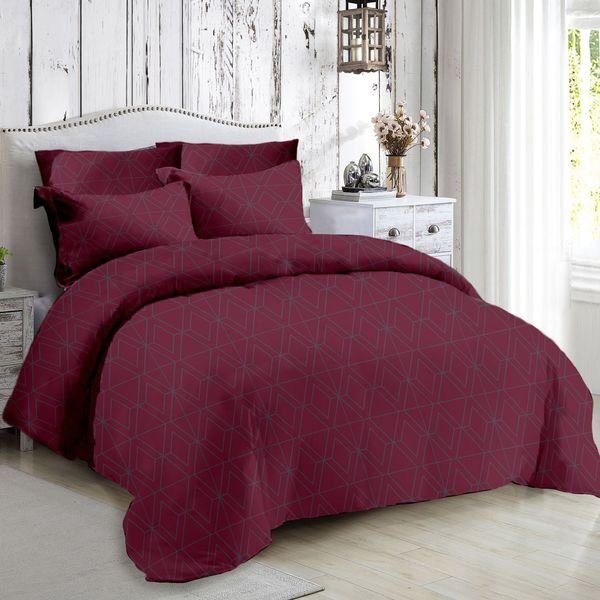 Jade Maroon Double Duvet Set