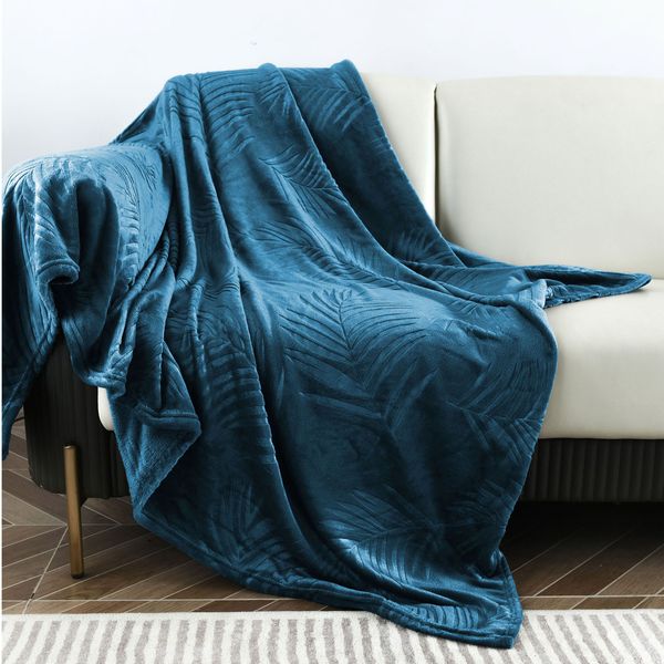 Embossed Tropical Blanket Blue