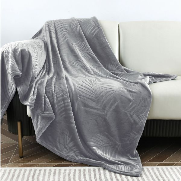 Embossed Tropical Blanket Grey