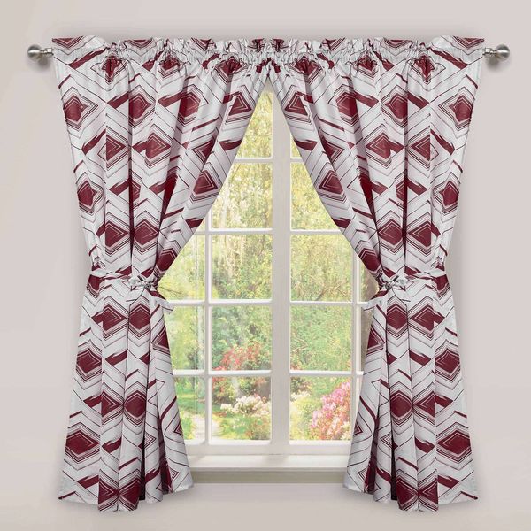 Cafe Short Curtain Vera Maroon