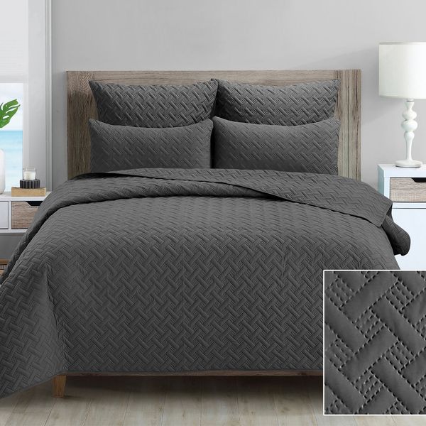 Infinity Grey Queen Quilt set