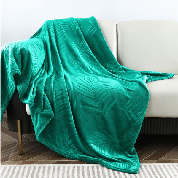 Embossed Tropical Blanket Teal Green