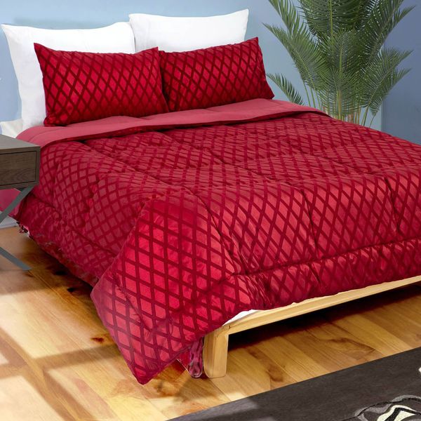 Diamond Silk Red King Comforter Set