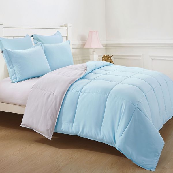 Blue & Grey Queen Comforter Set