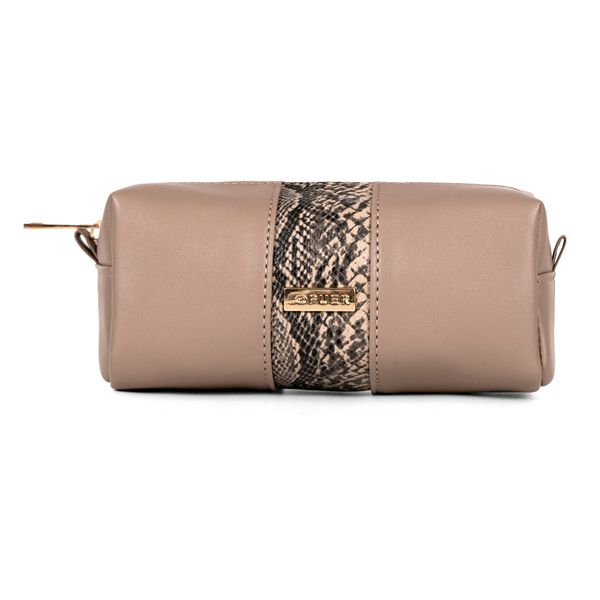 Cosmetic Bag Sylvia Snake Print Taupe