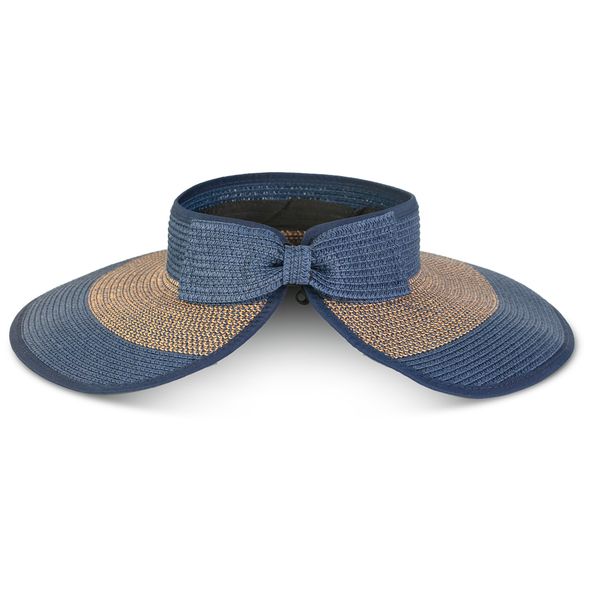 Hat Straw Ombre Open Top Widebrim Navy