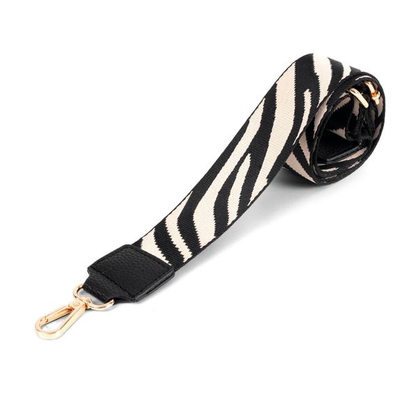 Handbag Belt Strap Printed Black/ Beige