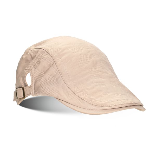 Hat Mens Textured Flat Cap Beige
