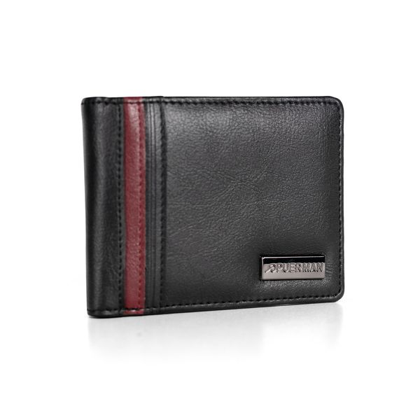 Mens Wallet Tristan With Coin Pocket Black/ Burgundy
