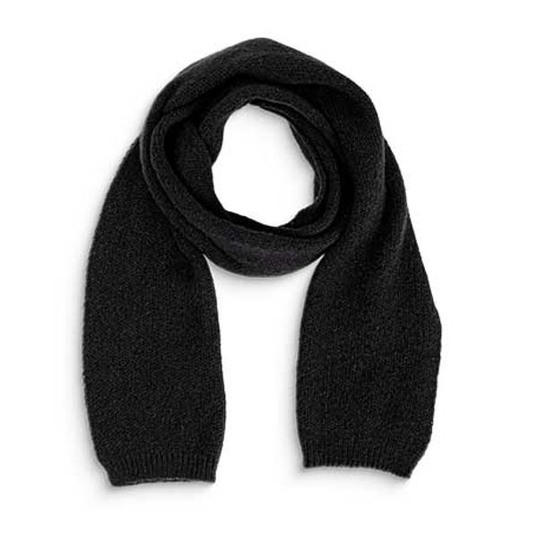 Scarf Mens Plain Knitted Black