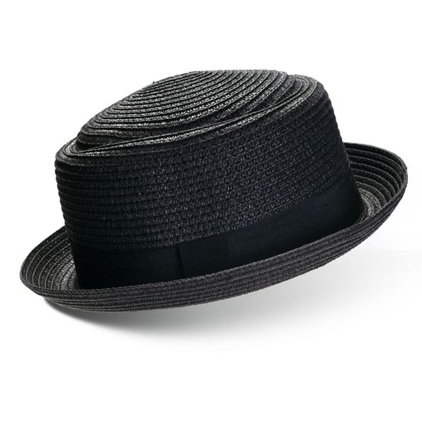 Hat Mens Straw Turn Up Black