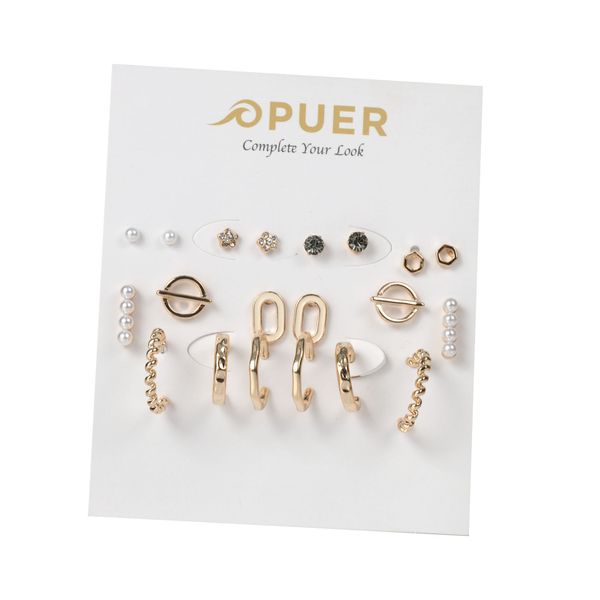 Earrings Mixed Stud and Hoop Multi Pack Gold