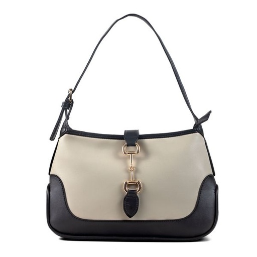 [10727] Handbag Sofia Shoulder Bag Black White