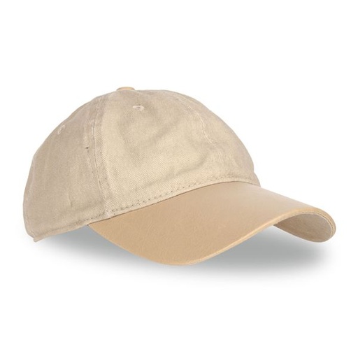 [10767] Hat Mens Washed Denim Pu Peak Cap Beige