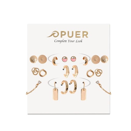 [11124] Earrings Stud and Hoop Mix Multi Pack Gold