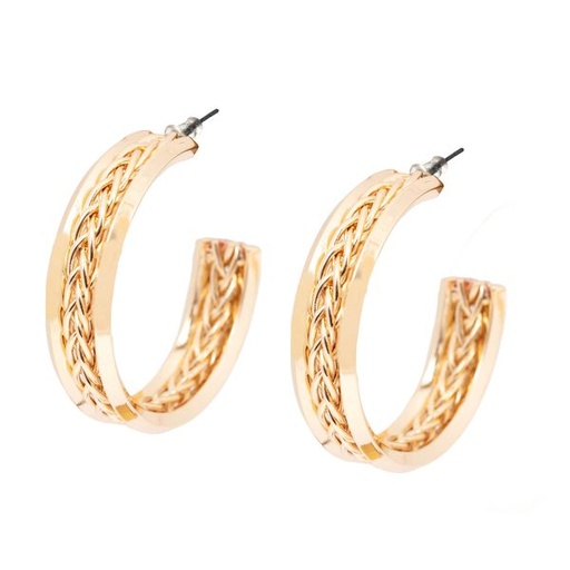 [10684] Earrings Weave Hoop Gold