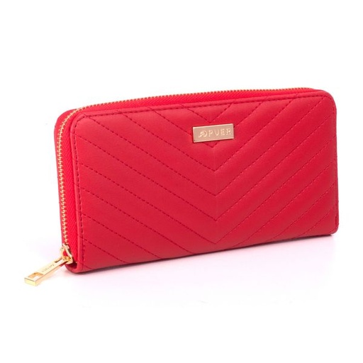 [6959] Purse Chloe Quilted Zip Around Red