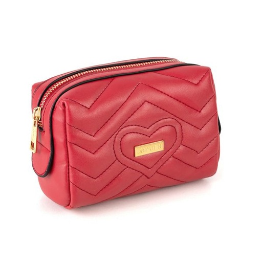 [6962] Cosmetic Bag Chloe Quilted Heart Red