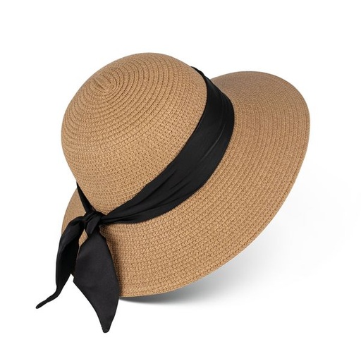 [14182] Hat Knot Band Trim Cloche Natural Black