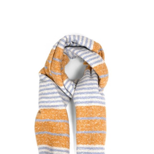 [1154] Scarf Striped Shawl Pink Mustard Blue