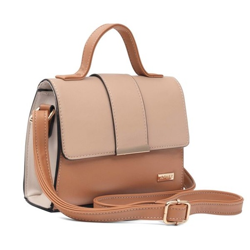 [15498] Handbag Courtney Colourblock Clutch Crossbody Camel