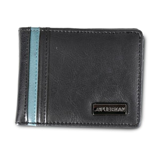 [11571] Mens Wallet Tristan PU With Coin Pocket Black Teal