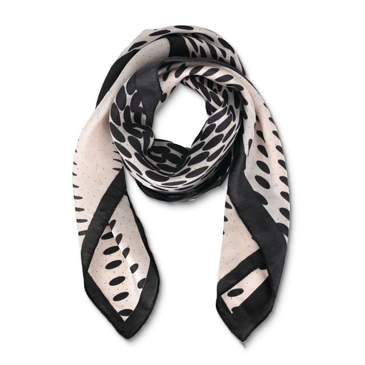 [11845] Scarf Dotted Print Small Satin Neck Black White