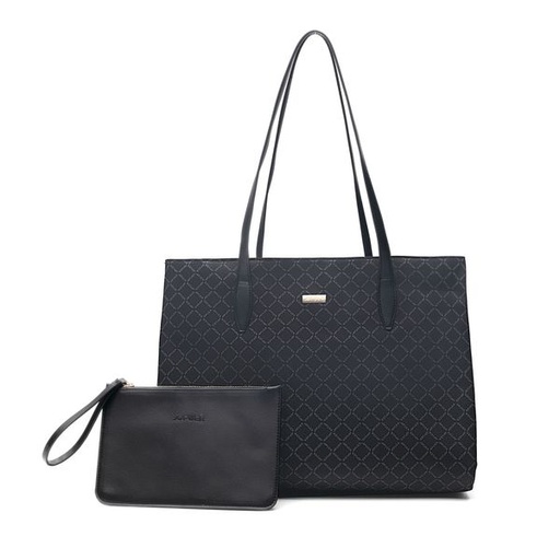 [10098] Handbag Jane Puer Logo Tote Black