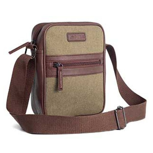 [15661] Mens Bag Kyle Canvas Messenger Olive Brown