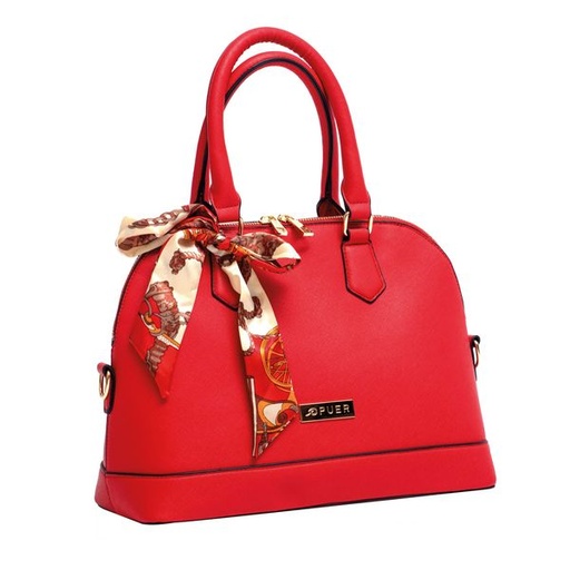 [4897] Handbag Amani Dome Satchel Black/Brown/Cream