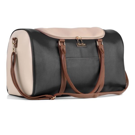 [12039] Handbag Courtney Colourblock Weekender Black/ Beige/ Tan