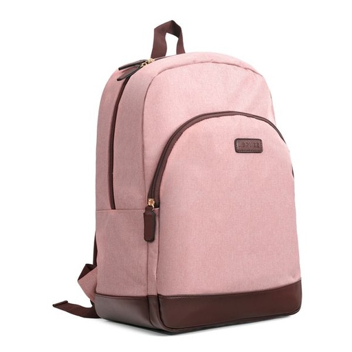 [15120] Handbag Evelyn Canvas Backpack Dusty Pink/Brown